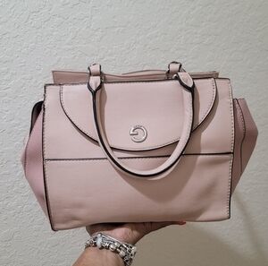 G By Guess Pink Color Block Vegan Leather Tote Shoulder Bag